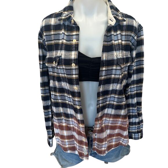 PickleBall Plaid Flannel Button Down Shirt LARGE Funny Blue Retirement Unique - Picture 4 of 7